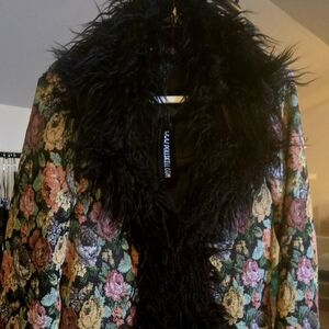 Stunning Faux Fur Tapestry Woven Coat
